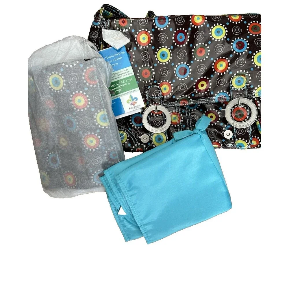 Kalencom New Orleans Coated Diaper Bag Colorful Retro Circle Dot Print NEW